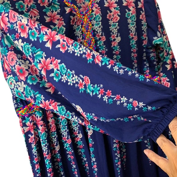 Vintage Women Kaftan Size Medium  Blue Sameera Fashion Dress Loose Long … - Picture 6 of 12